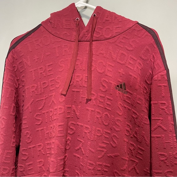 Adidas Men's Typography Tonal-Print Track Hoodie Sweatshirt Brick Red Size XL - Picture 6 of 14